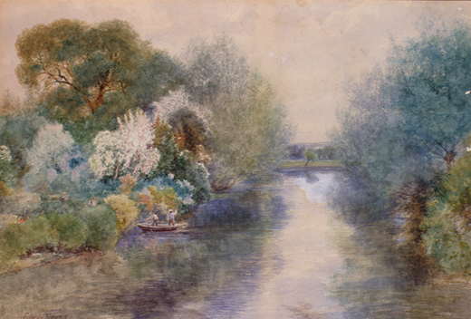 View of the Avon from East Harnham Bridge, looking east by Young, Edwin
