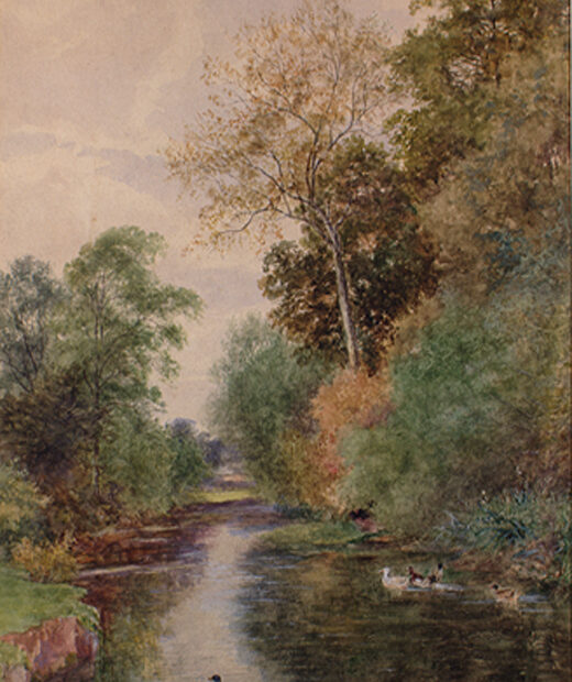 River from Bishops School Cricket Field, Harnham by Young, Edwin