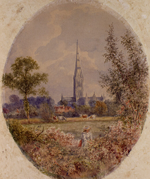 Cathedral from West Harnham by Young, Edwin